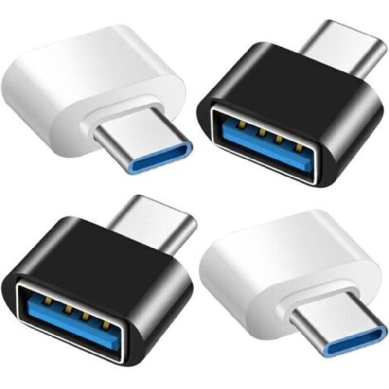 Usb-c-auf-usb-adapter – 4er-pack – Usb 3.0 Otg – Kompatibel Mit Macbook Pro, Samsung Galaxy, Type-c-telefonen – 2 Schwarz Und 2 Weiß