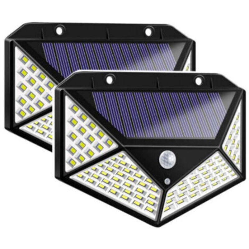 2er-pack Solarstrahler Mit Bewegungsmelder, 100 Led, Vierseitige Solarbetriebene Wandleuchte