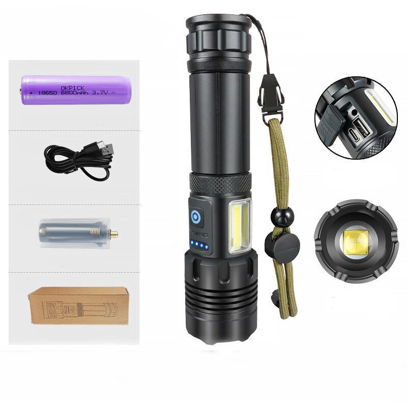 Ultra Starke Led-taschenlampe, Wiederaufladbare Taschenlampe, Taktische Militärische Hochleistungs-taschenlampe, Ipx6 Wasserdicht, 7 Beleuchtungsmodi Für Camping, Wandern Und Notfälle