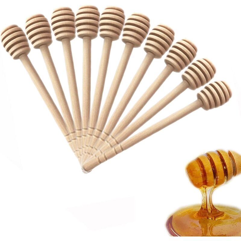 Langer Bio-honiglöffel Aus Holz, Honigschöpfer, Holzstab Für Honig, Zum Sammeln Und Verteilen Von Marmelade, Tragbar (15 Cm) (50 Stück)