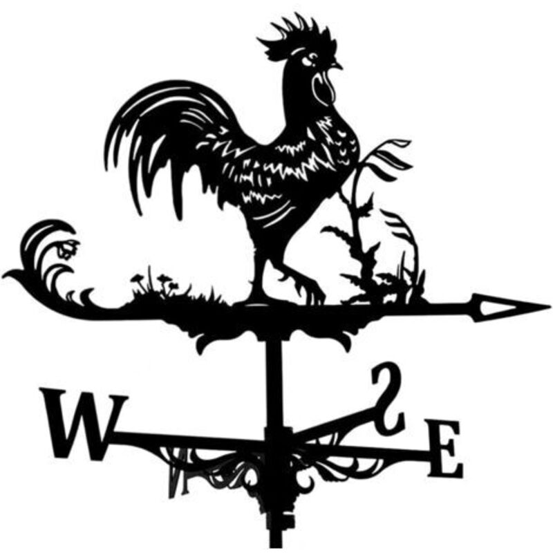 Metall-windfahne Für Den Garten, Hahn, 35 X 60 Cm – Uv-beständiger Edelstahl – Dekorativer Windrichtungsanzeiger