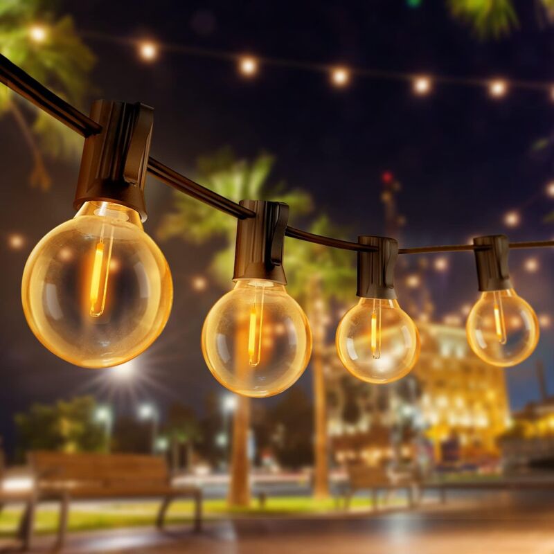 Äußere Lichterkette, 5,5 M Party-lichterkette Mit Led G40 Glühbirnen, 12+1 Ersatzlampen, Verbindbare Dekorative Lichterkette Für Garten, Feier, Abend, Terrasse, Weihnachten, Warmweiß