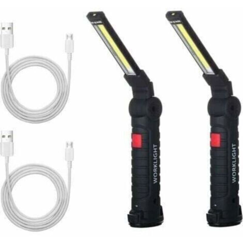 2 X Cob-arbeitsleuchte, Wiederaufladbare Led-werkstattleuchte, Cob-taschenlampe, Arbeitsleuchte Mit Magnetischem Sockel, Inspektionsleuchte Für Wandern Und Camping