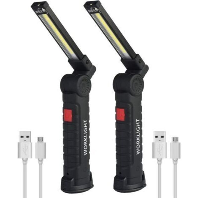 Wiederaufladbare Led-arbeitsleuchte Ulisem 2x Cob, Werkstattlampe Mit Cob-leds, Tragbare Led-taschenlampe Mit Magnetfuß, Inspektionsleuchte Für Wandern Und Camping