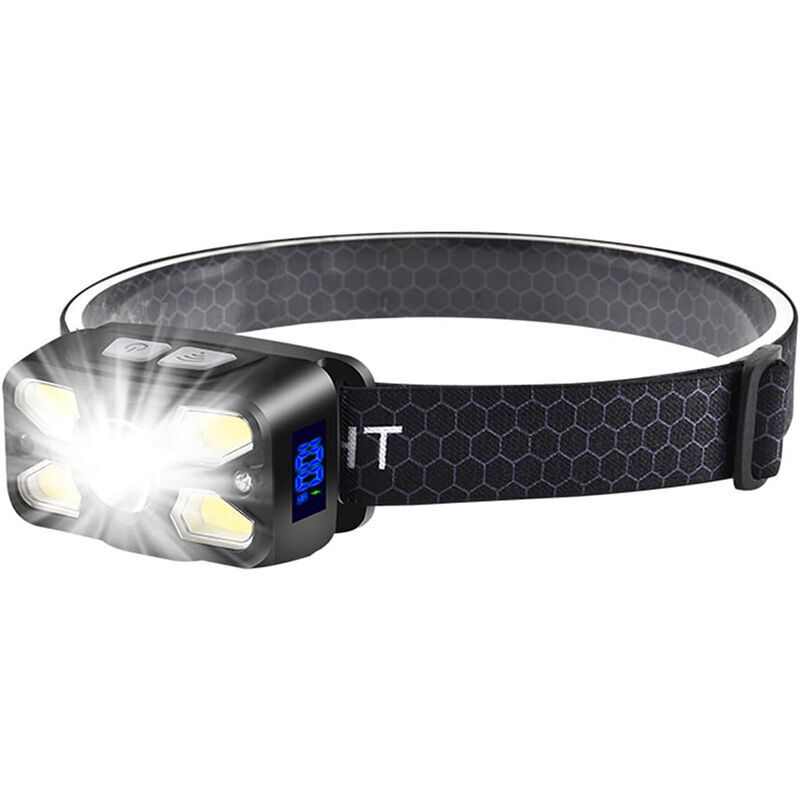 Ultraschnelle Led-stirnlampe 2500lm, Usb-c Aufladbare Stirnlampe Mit Leistungsanzeige, 7 Lichtmodi, 45° Verstellbarer Winkel, Erkennungsmodus, Ipx5 Wasserdicht, Camping/notfall