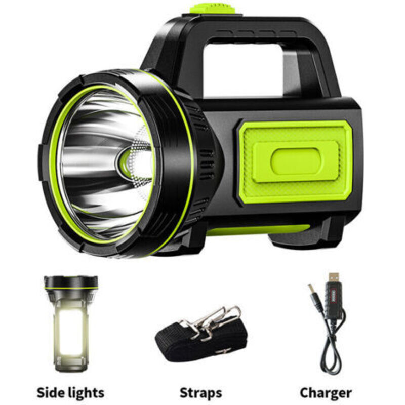 Wiederaufladbare, Leistungsstarke Led-taschenlampe Mit Usb-anschluss Und Mah-akku, Seitlichem Licht, Wasserdichte Taschenlampe Für Notfallwanderungen, Camping Und Jagd (mit Seitenlicht). Debuns