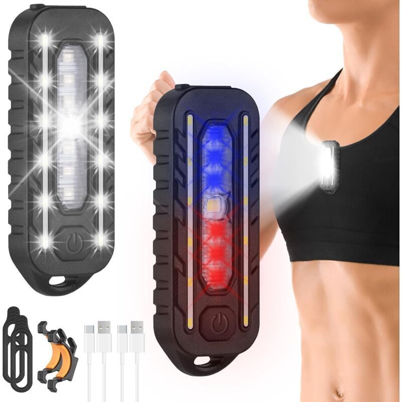 Wiederaufladbare Led-klemmleuchte 150 Lumen – 5 Beleuchtungsmodi – Ipx4 Wasserdicht – Für Laufen, Joggen, Camping, Nächtliche Spaziergänge - 150lm