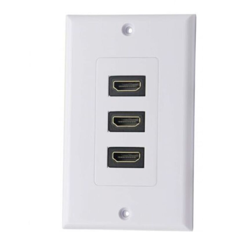 3-port Hdmi 2.0 Wandplatte, Hdmi-komponenten-composite-audio-wandsteckdose, Unterstützt 4k 60hz Und 1080p, Ideal Für Projektor Und Heimkino, Weiß (3 Hdmi)