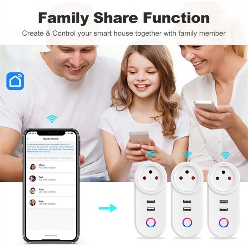 Intelligente 16a Wifi-steckdose Mit Usb, Timer, Sprachsteuerung, Kompatibel Mit Alexa Und Google Home