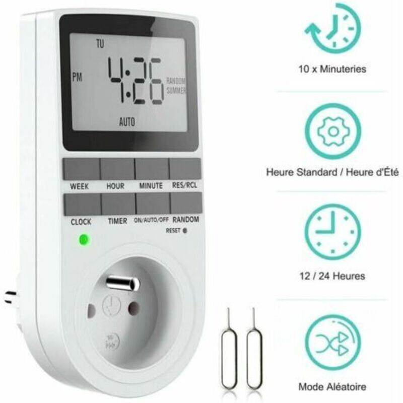 Digitale Programmierbare Steckdose - Wöchentliche Digitale Zeitschaltuhr Mit Lcd-bildschirm - Elektrische Steckdosen-zeitschaltuhr 12h/24h/7 Tage - Energieeinsparung Für Haushaltsgeräte Und Beleuchtun