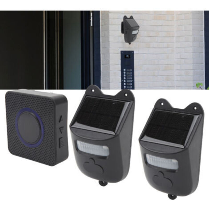 Kabellose Türklingel, Solarbetriebene Infrarot-türklingel Mit Bewegungsmelder-alarm Für Das Zuhause, Inklusive 1 Empfänger Und 2 Sensoren Für Den Eingang.