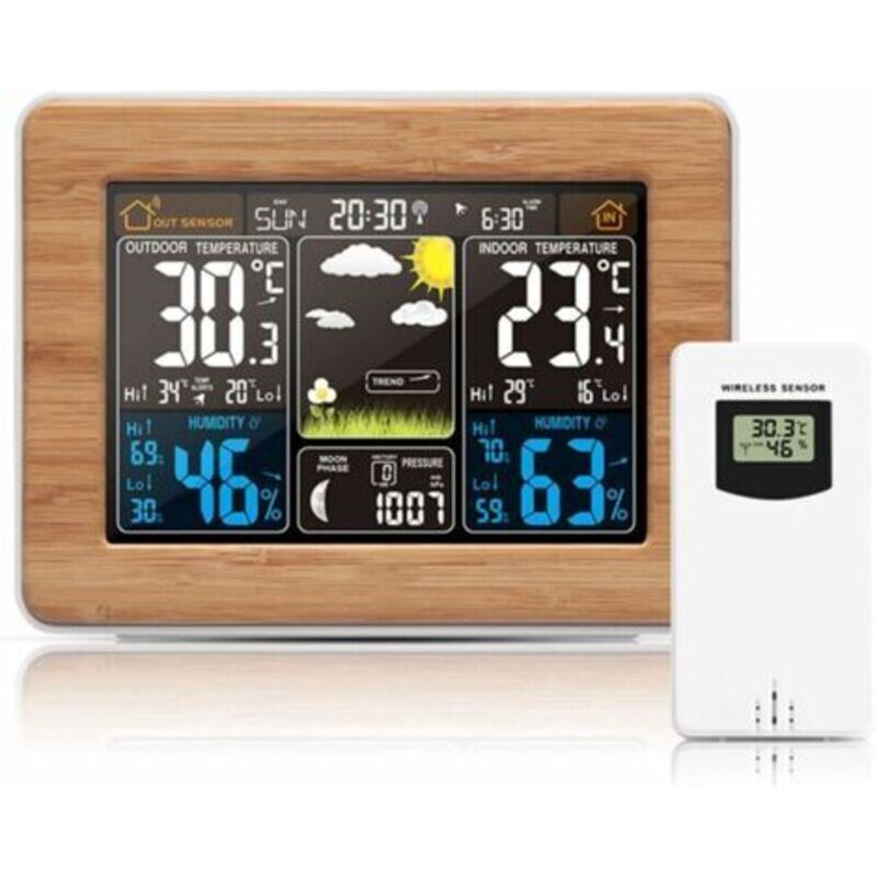 Kabellose Wetterstation Mit Außensensor – Innentemperatur -9°c Bis +50°c – Luftfeuchtigkeit 20% Bis 95% – Hinterleuchtetes Lcd-display