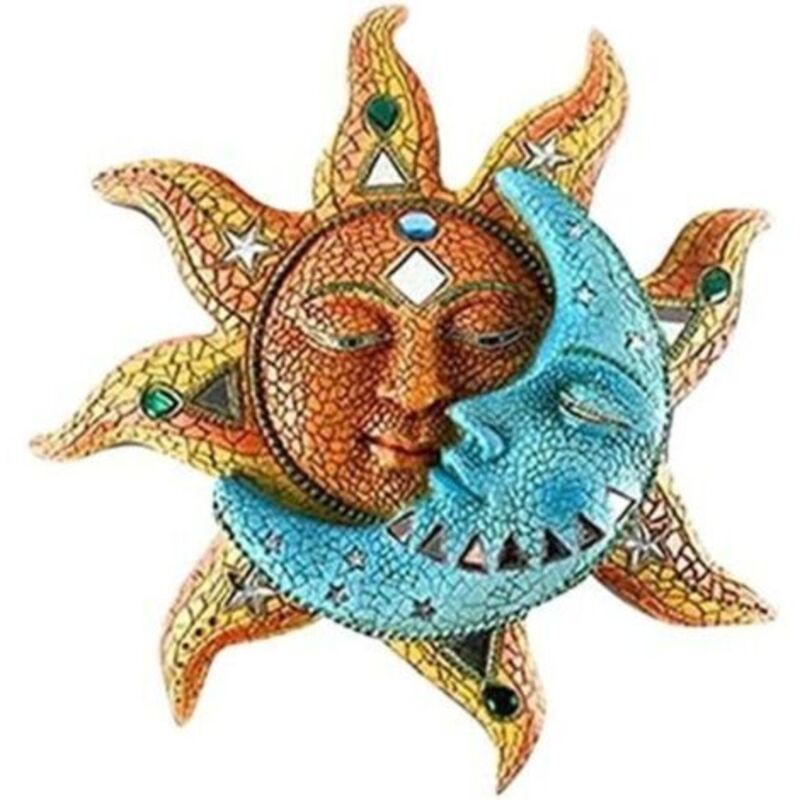 Metall-wandkunst Mit Sonne- Und Mondgesicht, Wanddekoration Für Zuhause, Gartendekoration, Dekorative Eisen-wandhängedekoration