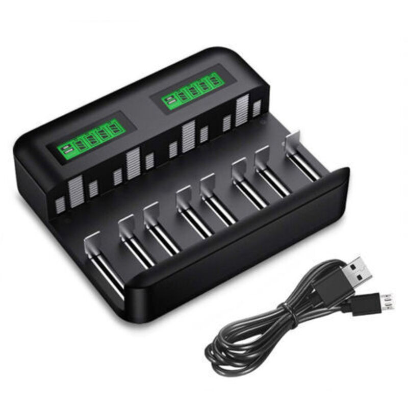 Universelles Lcd-ladegerät, Universal-ladegerät Für Aa/lr6, Aaa/lr3, C/r14, D/r20 Ni-mh Akkus Mit Type-c- Und Micro-usb-eingang