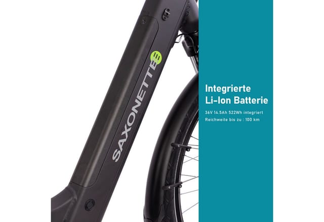 SAXONETTE E-Bike Trekkingrad Premium Sport (Trapez), 10 Gang, Kettenschaltung, Mittelmotor, 522 Wh, Pedelec, Elektrofahrrad für Damen