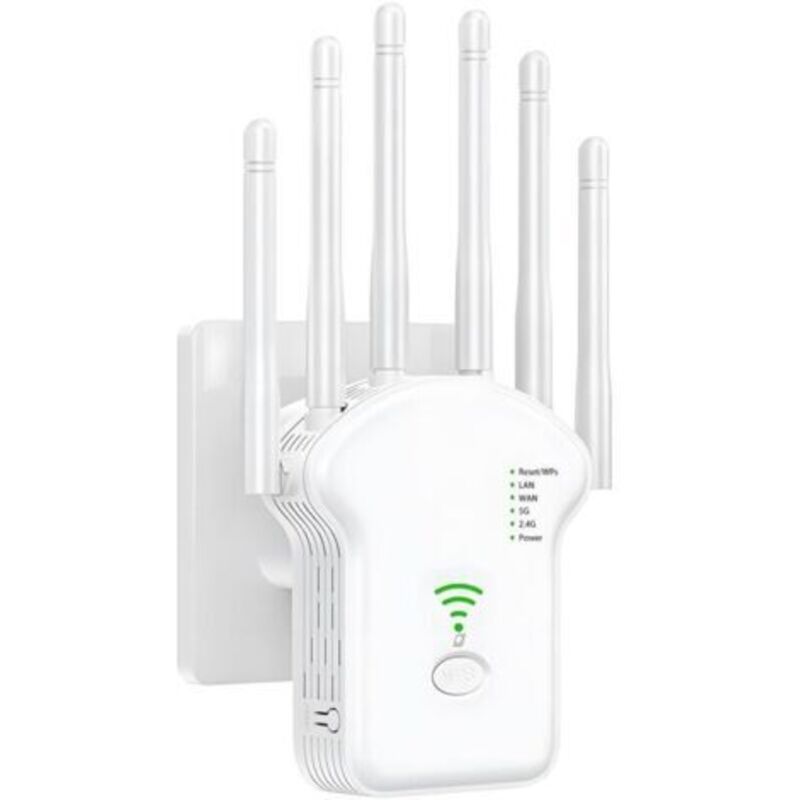 Wlan-repeater, Wlan-verstärker, Leistungsstarker Wlan-repeater 1200 Mbps Dual-band 5 Ghz & 2,4 Ghz, Wlan-booster, Wlan-extender Mit 6 Antennen, Lan/wan-anschlüsse, Repeater/router/ap-modus