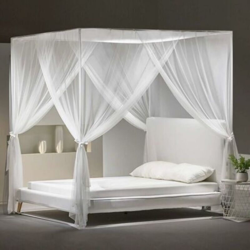 Doppeltes Bett-moskitonetz Szhtfx, Großes Quadratisches Moskitonetz Mit 4 Türen Für Einzelbetten, Universeller Insektenschutz, Innen- Und Außen-vorhang-baldachin, 210x190x240 Cm, Mit Installationswerk