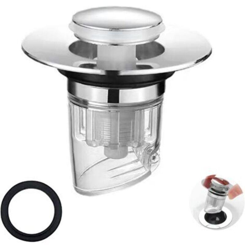 Bouchon Lavabo Salle De Bain, Abflussstopfen Für Waschbecken, Universeller Pop-up-ablauf Mit Sieb Gegen Verstopfung, Geruch Und Insekten.