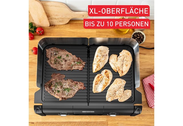 Tefal Tischgrill TG800N Family-Grill, 2400 W, Indoor- & Outdoor-Elektrogrill, 2 Grillplatten, antihaftbesch., 2400 W