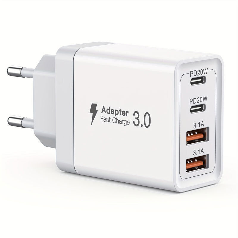 Usb-c-ladegerät, 40w 4-port Eu-steckdose Schnellladegerät Für Iphone, Mehrfach-netzteil Pd+qc 3.1a Typ-c-adapter Für Iphone 16 15 14 13 12 11 Pro Max X Xs Xr 8 7 6s Plus Mini Se, Ipad, Samsung Galaxy