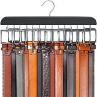 Gürtelaufhänger Für Schrank, Max. 42 Gürtel, Gürtelorganisator, Schrankzubehör Mit 14 Haken, Robuster Holz-gürtelhalter Für Schrankorganisation Und Aufbewahrung