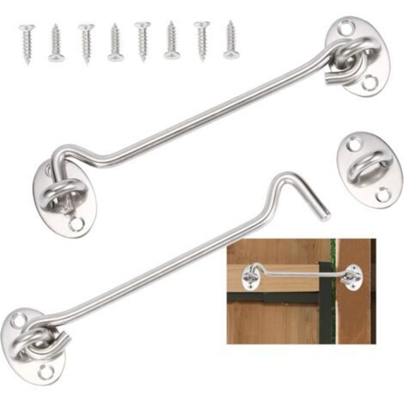 Gotrays – Edelstahl-kabinenhaken 15 Cm – Türverriegelungshaken – Rostfrei – Schnelle Installation Mit Schrauben
