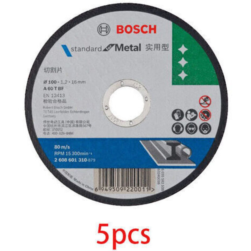Bosch Zubehör 5-teilig Trennscheibe Standard For (für Edelstahl, Ø 100 Mm, Bohrung Ø 16 Mm, Stärke 1,5 Mm Zubehör Für Winkelschleifer)