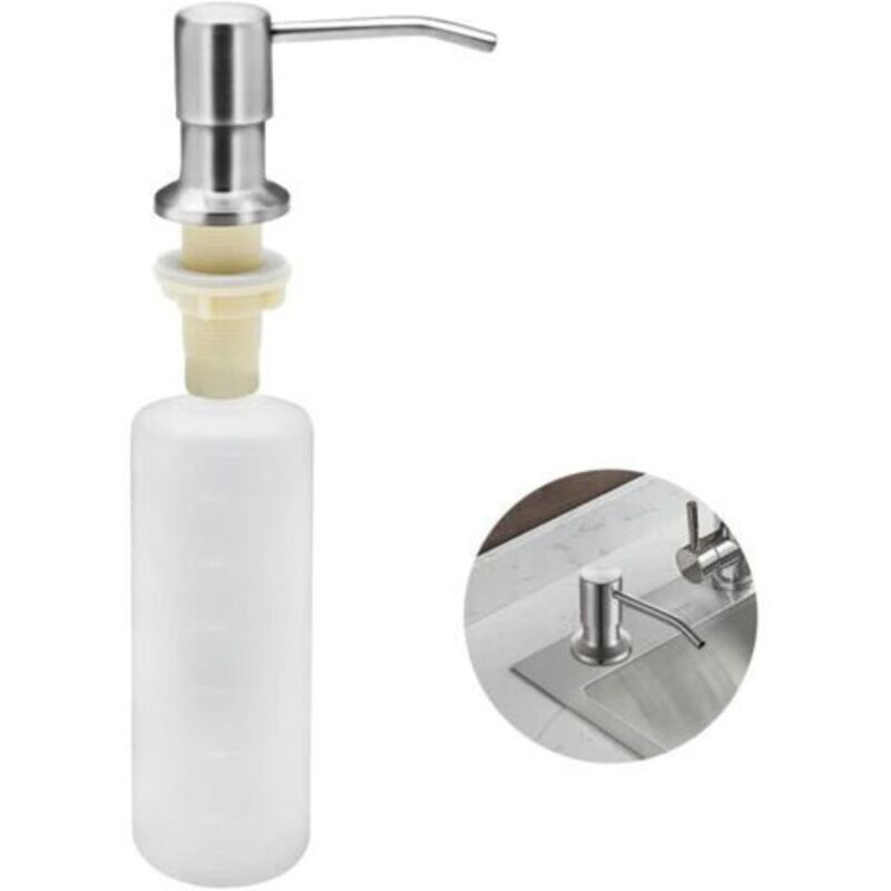 Spender Für Spülbecken-seife, Küche, Eingebauter Reinigungsmittelspender Aus Edelstahl, 350 Ml, Nachfüllbarer Seifenspender Mit 360° Drehbarer Pumpe (edelstahl)