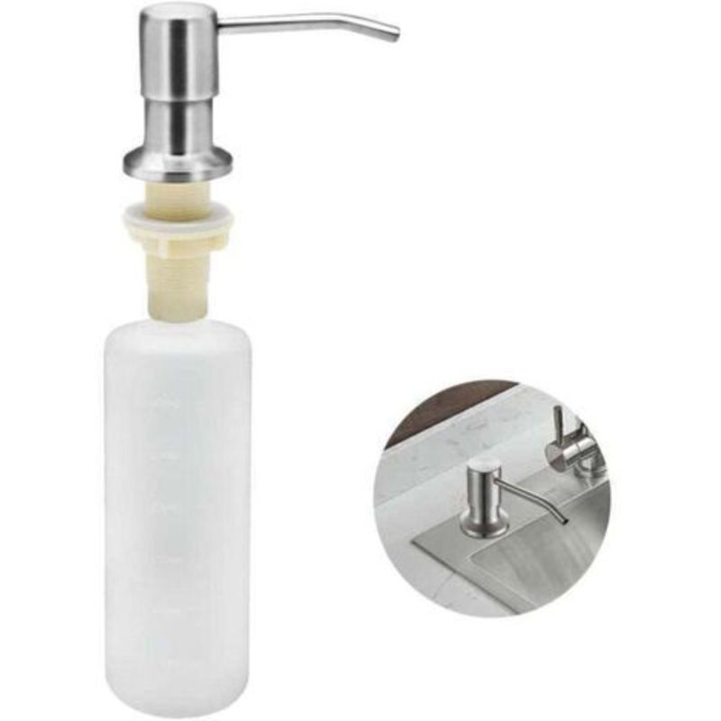 Spender Für Spülbecken-seife, Küche, Einbauspender Für Reinigungsmittel Aus Edelstahl, 350 Ml, Nachfüllbarer Seifenspender Mit 360°-drehpumpe (edelstahl)