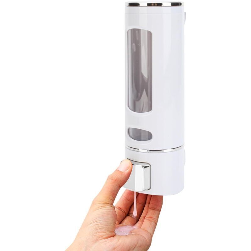 Wandseifenspender 400 Ml – Manueller Spender Für Shampoo Und Duschgel Für Bad Und Küche – Lotionsspender – Praktisch Und Elegant (weißes Gehäuse, Silberne Knöpfe)