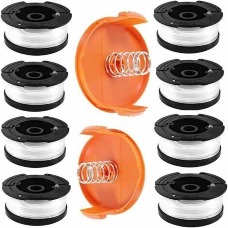 Zubehör Für Rasentrimmer, Sr Trimmerkopf Mit Faden Für Black & Decker Rasentrimmer, 8 Spulen Mit Fadenschneider, Inklusive 2 Spulendeckel Und 2 Federn, Spulen A6481 A6485 Co..debuns