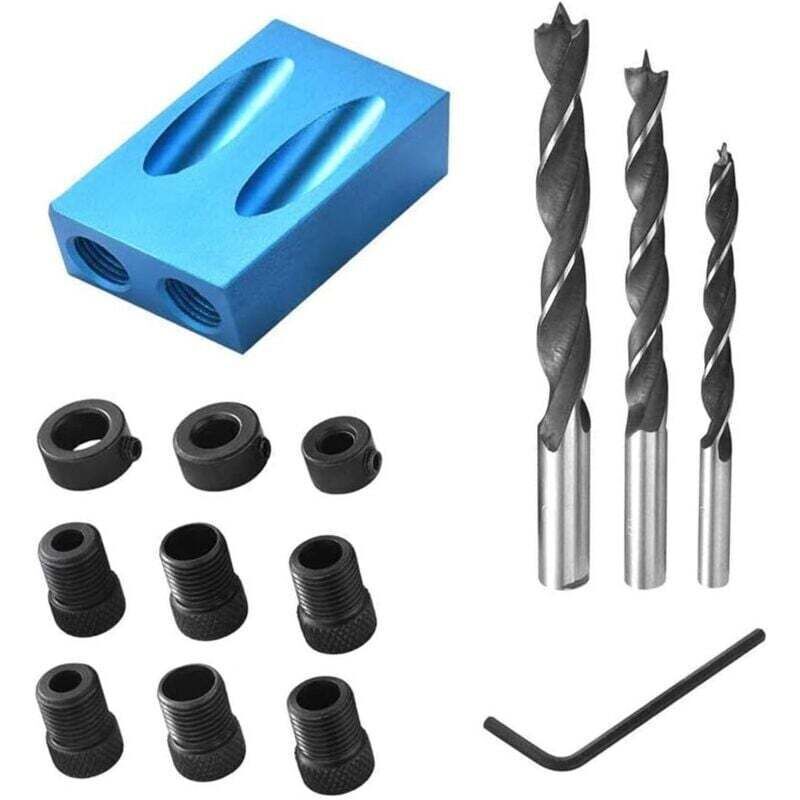 Schrägbohrschablone, Zubehör Für Eine Taschenlochbohrmaschine Mit Holzbohrern, Positionierhilfe Für Schreiner, Bohrleitfaden Für Holzecken Mit Adapter Für 6/8/10mm Löcher
