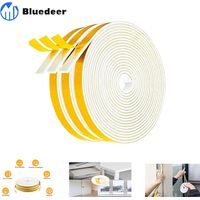 Klebeband Für Fenster Und Türen, 6 Rollen, 6 M X 2 Mm X 9 Mm, Schalldämmendes Dichtungsband, Abdichtungsband Aus Gummi, Kälteisolierend, Vielseitig Einsetzbar, Rutschfest – Weißer Schaumstoff Mit Gelb