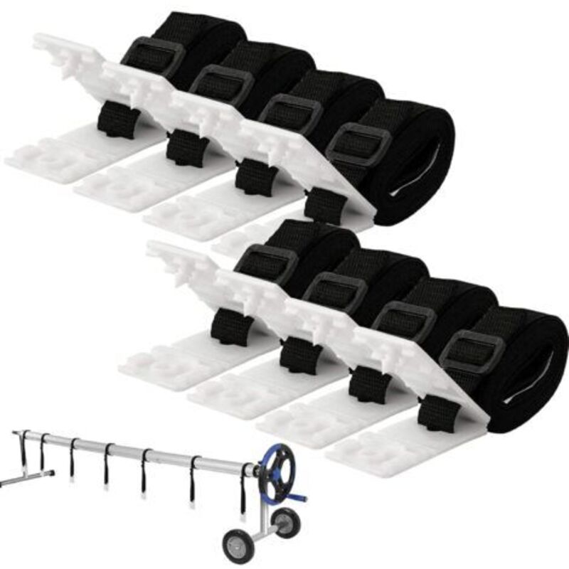 Befestigungsset Für Pool-solarabdeckungen, Universelles Gurt-set Für Eingebaute Pools, Bestehend Aus 8 Nylongurten, 8 Kordelplatten Und 8 Schnallen