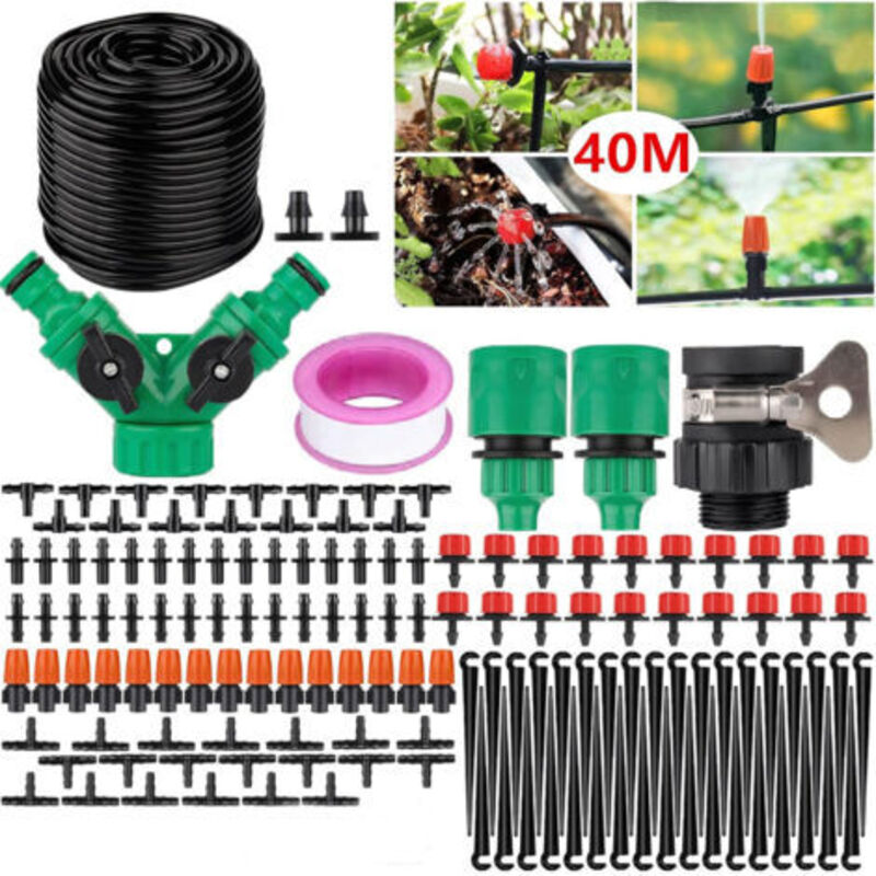 143-teiliges Diy-bewässerungssystem-kit, 40 M Tropfbewässerung Für Garten, Rasen, Landschaftsgestaltung Und Gemüsegarten