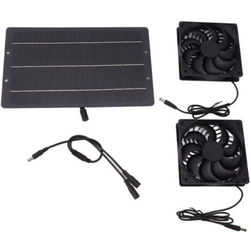 10w Solarpanel-lüfter-set, Wetterfestes Doppel-abluftgebläse Mit Solarenergie, Wandmontiert Für Hühnerställe, Gewächshäuser, Scheunen
