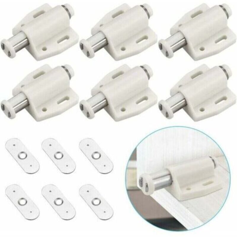6 Stück Magnetischer Druckverschluss, Kunststoff-magnetverschluss Mit Sanfter Schließung Für Schranktüren, Schubladen, Schiebetüren, Schlafzimmer, Küche, Badezimmer - Weiß