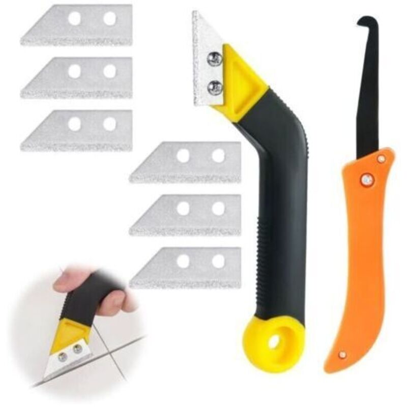 9er-set Fugenkratzer Für Fliesen Mit 7 Ersatzklingen Und 1 Bügelsäge, Rasiermesser-reinigungsschaber Für Fliesen, Fugenentferner Und Fugenkratzer