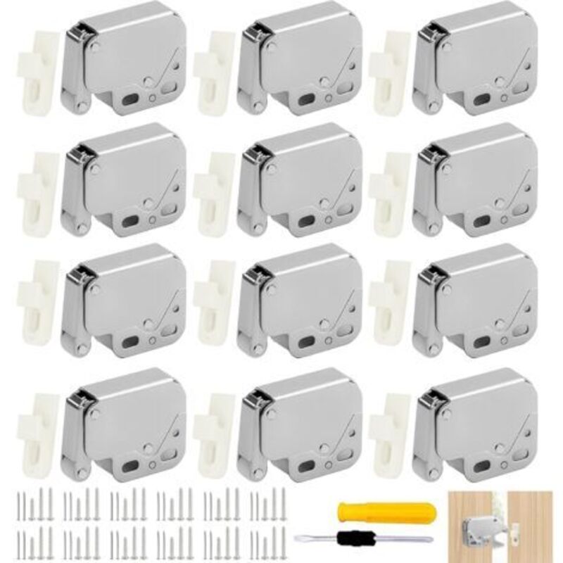 12 Stück Federriegel Aus Edelstahl, Mini-türverriegelung, Möbelriegel Mit Schrauben Und Nägeln, Geeignet Für Schränke, Kommoden Und Schranktüren