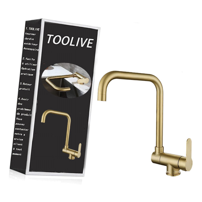 Klappbarer Küchenmischer, Gebürsteter Goldener Edelstahl-küchenhahn, Moderner Klappbarer Wasserhahn