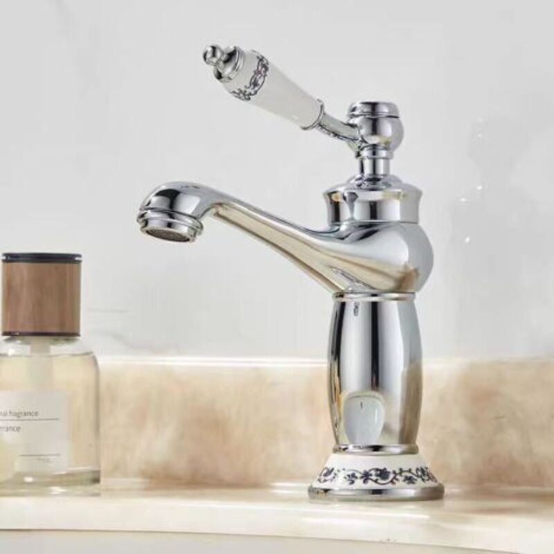 Klassischer Hoher Messing-waschtischmischer Für Badezimmer, Einhebelmischer Für Waschbecken Oder Aufsatzwaschbecken, Einstellbare Warm- Und Kaltwasserregelung