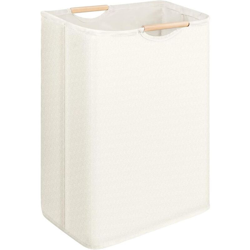 Faltbarer Wäschekorb 60l – Holzgriff – Robustes Gewebe Mit Wasserdichter Pe-beschichtung – Maße 55 X 40 X 27 Cm
