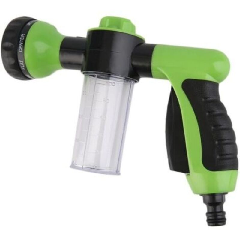 Gartenspritzpistole Für Gartenschlauch Mit Behälter Für Seife Oder Dünger - Jet Wash - Bewässerungszubehör - 8 Sprühmodi - Schlauchsprüher Mit Dosierer
