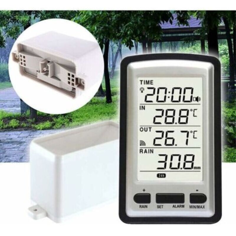 Elektronischer Regenmesser, Tragbarer Hochpräziser Funkgesteuerter Digitaler Regenmesser Ohne Kabel, Messwerkzeug Für Niederschlag, Thermometer, Feuchtigkeitsmesser Und Zähler Für Innen- Und Außenbere
