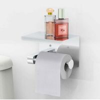 Toilettenpapierhalter Ulisem, Ohne Bohren, Toilettenpapierspender Mit Ablage, Aus Edelstahl Sus 304, Klebende Und Wandmontierte Befestigung Für Das Badezimmer.