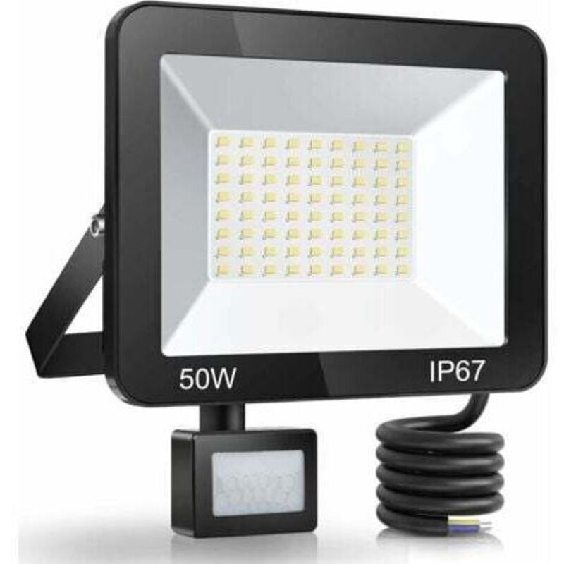 Abverkauf 50w Led-außenstrahler Mit Bewegungsmelder, Ip67 Wasserdichter Led-spot Mit Detektor, 5000lm 7000k Kaltweiß Außenbeleuchtung, Außenlampe Für Garten, Terrasse, Eingang
