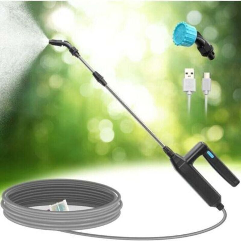 Snq – Elektrisches Usb-aufladbares Sprühgerät – Teleskopische, Verstellbare Lanze 30-60 Cm – Laufzeit 2-3 Stunden – Schlauch 2/3/5/8 M Mit Nebel-/strahldüsen