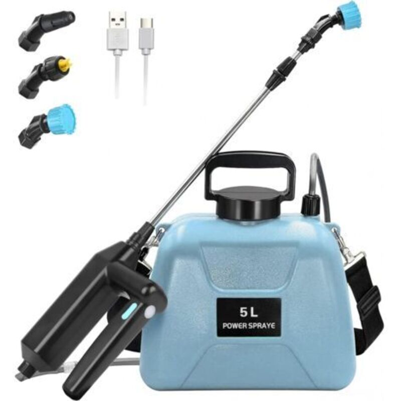 Elektrisches Sprühgerät 7,4 V 2400 Mah – 5-liter-tank – 3 Einstellbare Düsen – Teleskopstange, Ausziehbar Bis 22,8 Zoll