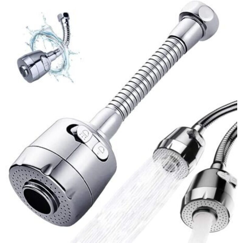Wasserhahnaufsatz, Küchenwasserhahnverlängerung, Wasserhahnbelüfter, Sprühwasserhahnverlängerung, 360° Drehbare Wasserhahnverlängerung, Schaum- Und Regenmodus, 17 Cm…