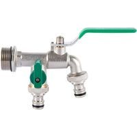 Doppelter Gartenhahn 1 Zoll Aus Messing, Adapter 3/4 Zoll, Frostsicherer Außenhahn Mit 2 Schlauchanschlüssen, Universeller Doppelhahn Für Gartentanks
